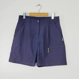 Orly Navy Blue Pleated Uniform Shorts Mid Length Womens Casual Retro Style 10